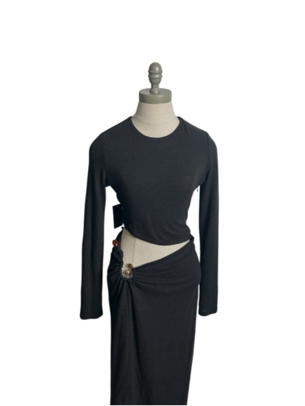 JLUXLABEL Summer Romance Cutout Side Long Sleeve Maxi Dress Black Size Large NEW - Picture 9 of 16